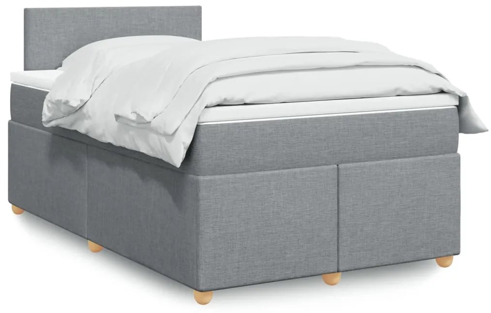 vidaXL Pat box spring cu saltea, gri deschis, 120x190 cm, textil