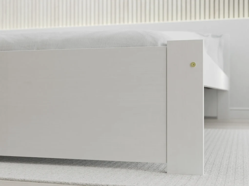Pat dublu Culoare alb, IKAROS 180 x 200 cm Saltele: Fara saltea, Somiera pat: Cu lamele drepte