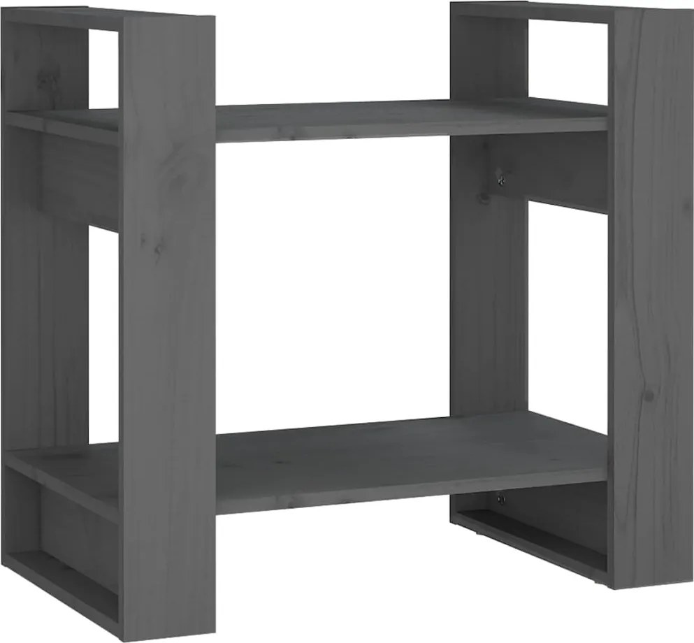 vidaXL Bibliotecă/Separator cameră, gri, 60x35x57 cm, lemn masiv pin