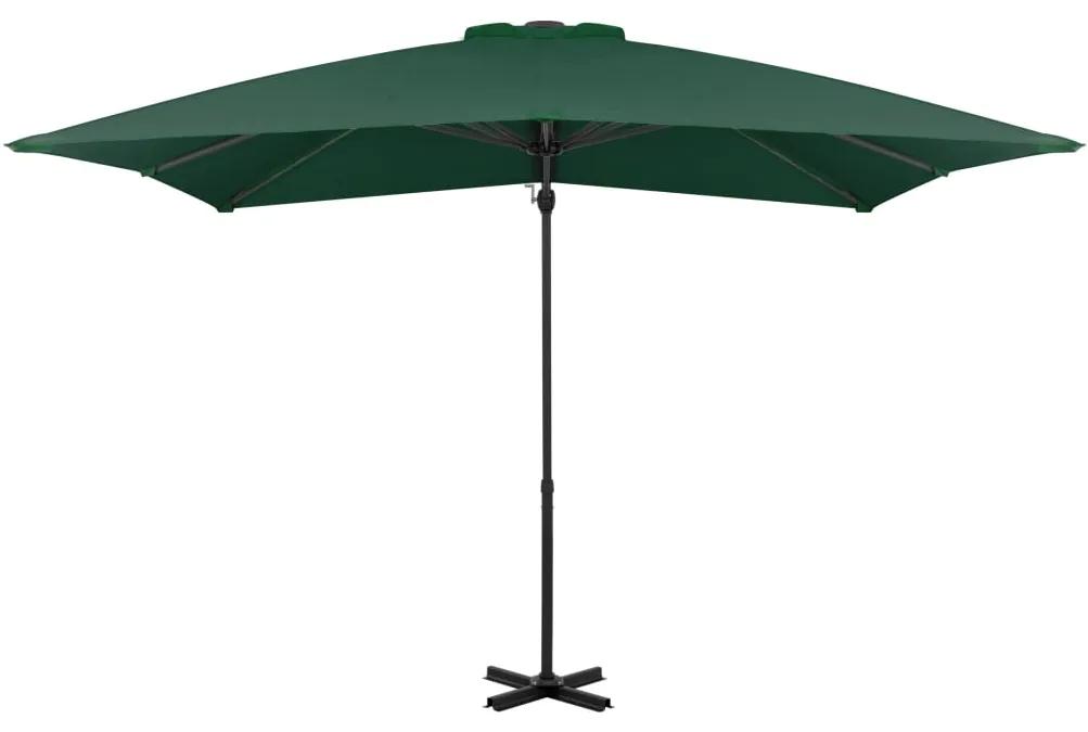 Umbrela suspendata cu stalp din aluminiu, verde, 250x250 cm Lysegronn, 250 x 250 cm