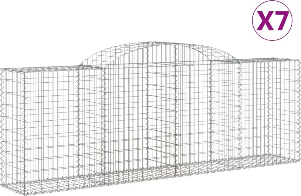 vidaXL Coșuri gabion arcuite 7 buc, 300x50x100/120 cm, fier galvanizat