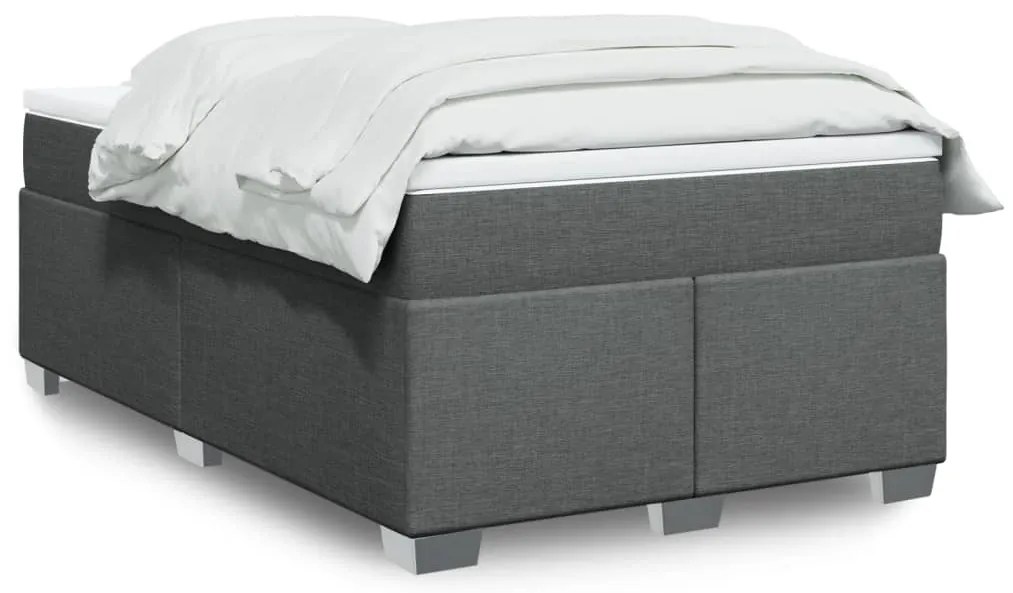 vidaXL Pat box spring cu saltea, gri închis, 120x190 cm, textil