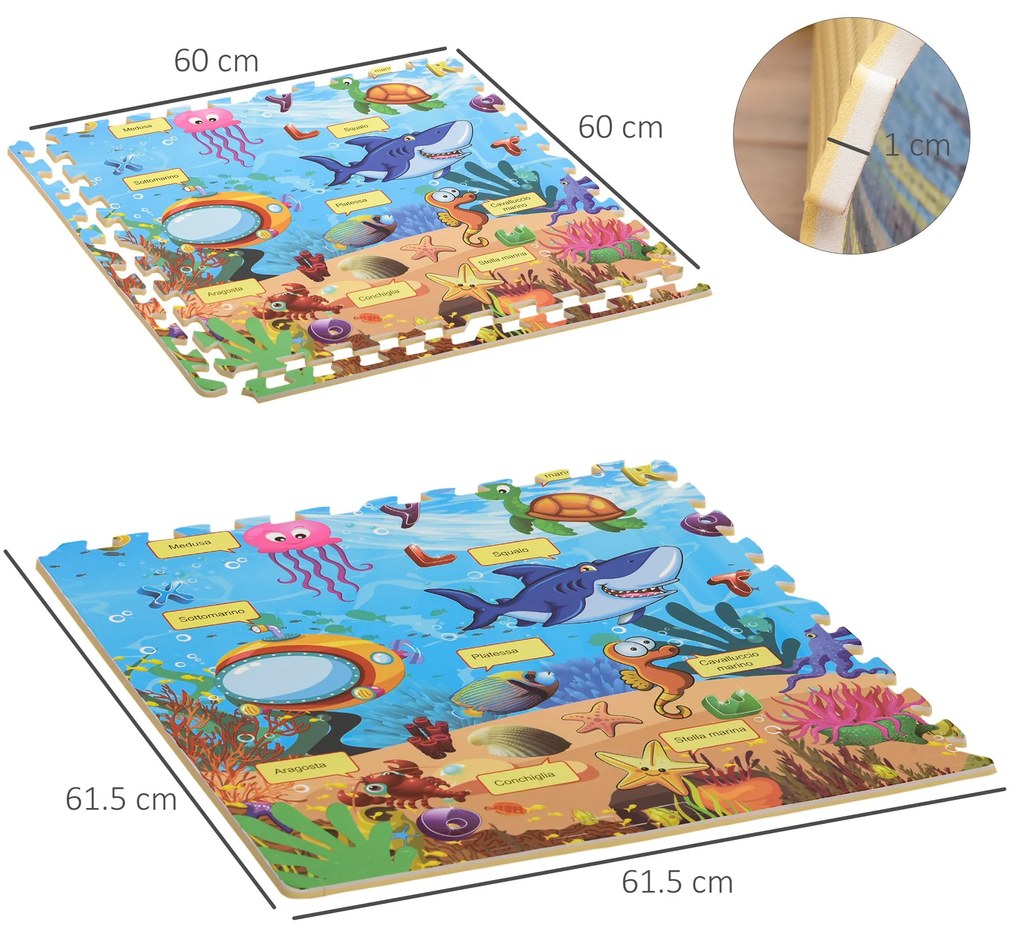 HOMCOM Covoras Puzzle 24 Piese Impermeabil Antiderapant din EVA | Aosom Ro