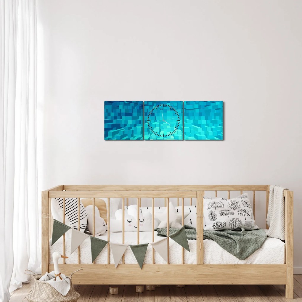 Tabloul - cuburi abstracte (cu ceas) (90x30 cm)