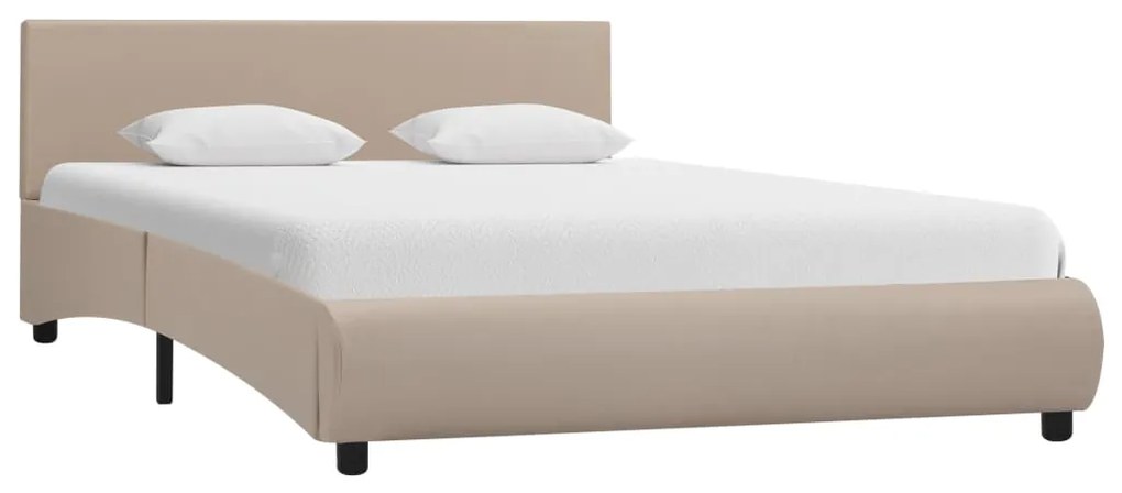 285500 vidaXL Cadru de pat cu LED, cappuccino, 120 x 200 cm, piele ecologică