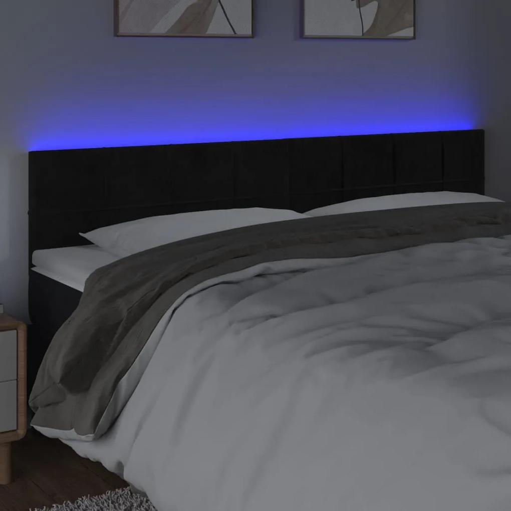 3121674 vidaXL Tăblie de pat cu LED, negru, 180x5x78/88 cm, catifea