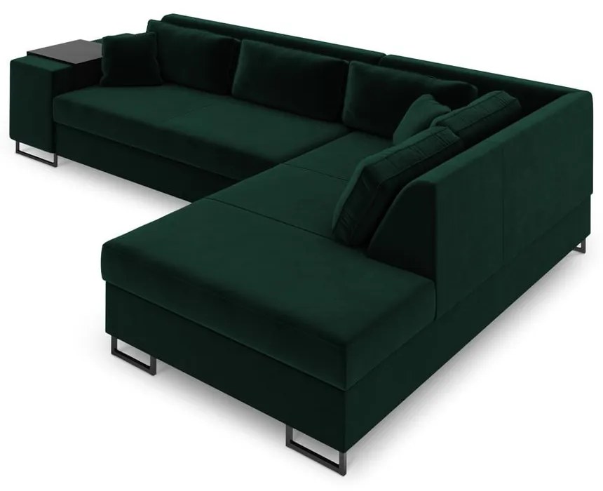 Colțar extensibil din catifea cu extensie pe partea dreaptă Cosmopolitan Design York, verde