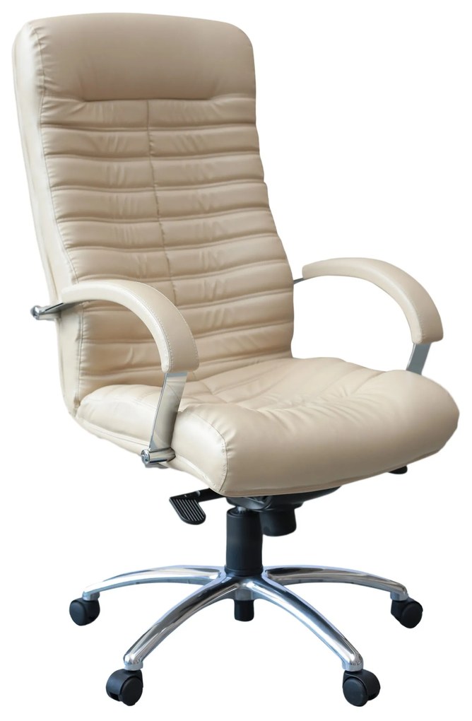 Scaun directorial Orion Steel Chrome, piele ecologica, bej