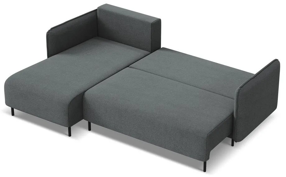 Colțar gri închis extensibil/cu spațiu de depozitare (cu colț pe partea stângă) Luana – Makamii