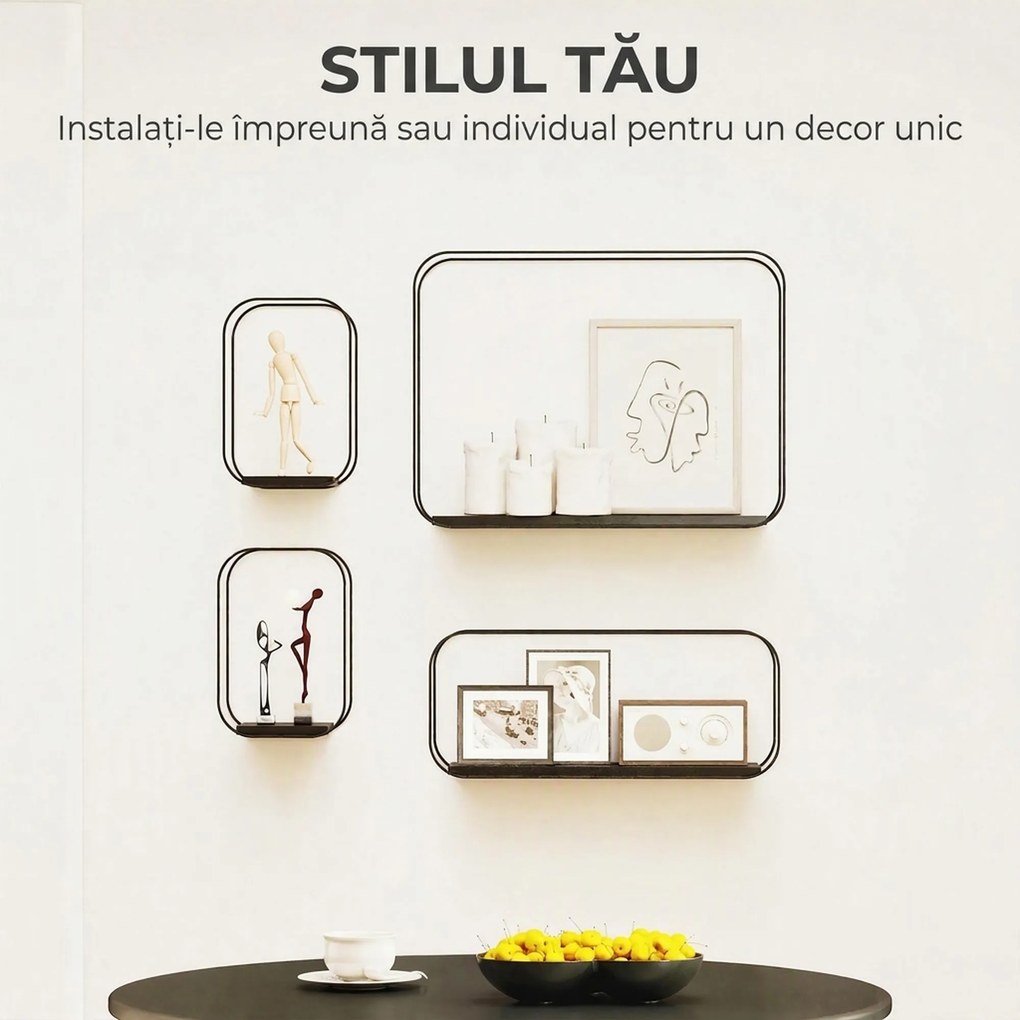 HOMCOM rafturi suspendate perete, rafturi decorative moderne | Aosom Romania
