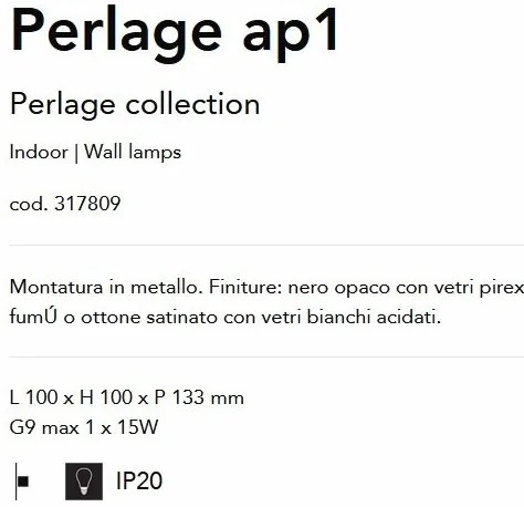 Aplica perete moderna stil minimalist Perlage ap1 fumuriu