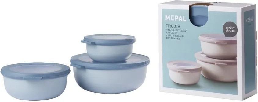 Set 3 cutii pentru gustări Mepal Cirqula, albastru
