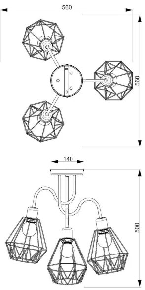 Lustră aplicată BERGEN 3xE27/60W/230V