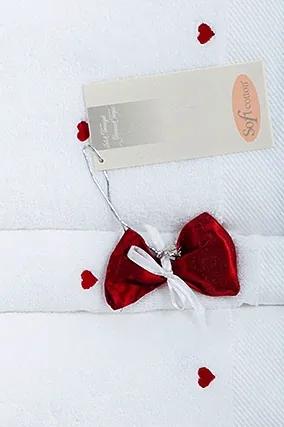 Set cadou de prosoape mici MICRO LOVE, 3 buc Alb - inimioare roz / Pink hearts