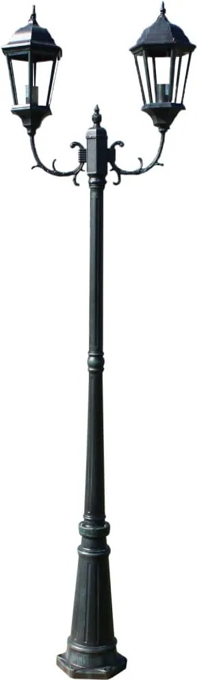 vidaXL Stâlp lampă grădină 2 brațe verde închis/negru 230 cm aluminiu