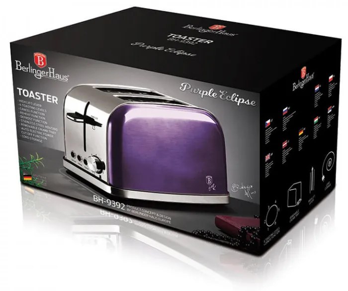 Toaster Purple Eclipse Collection BerlingerHaus BH 9392