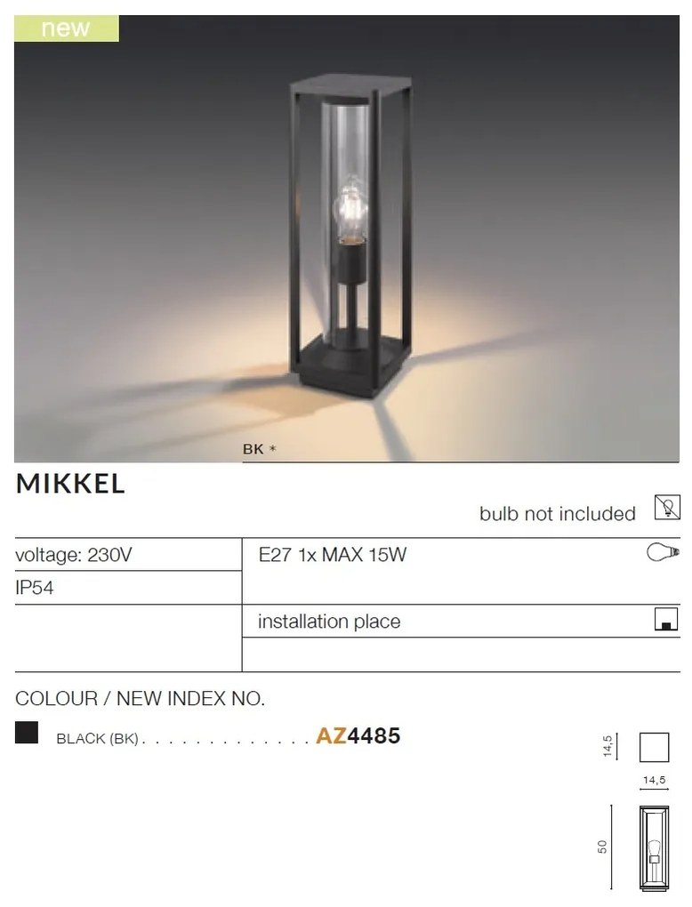 Stalp de iluminat exterior IP54 MIKKEL H-50cm
