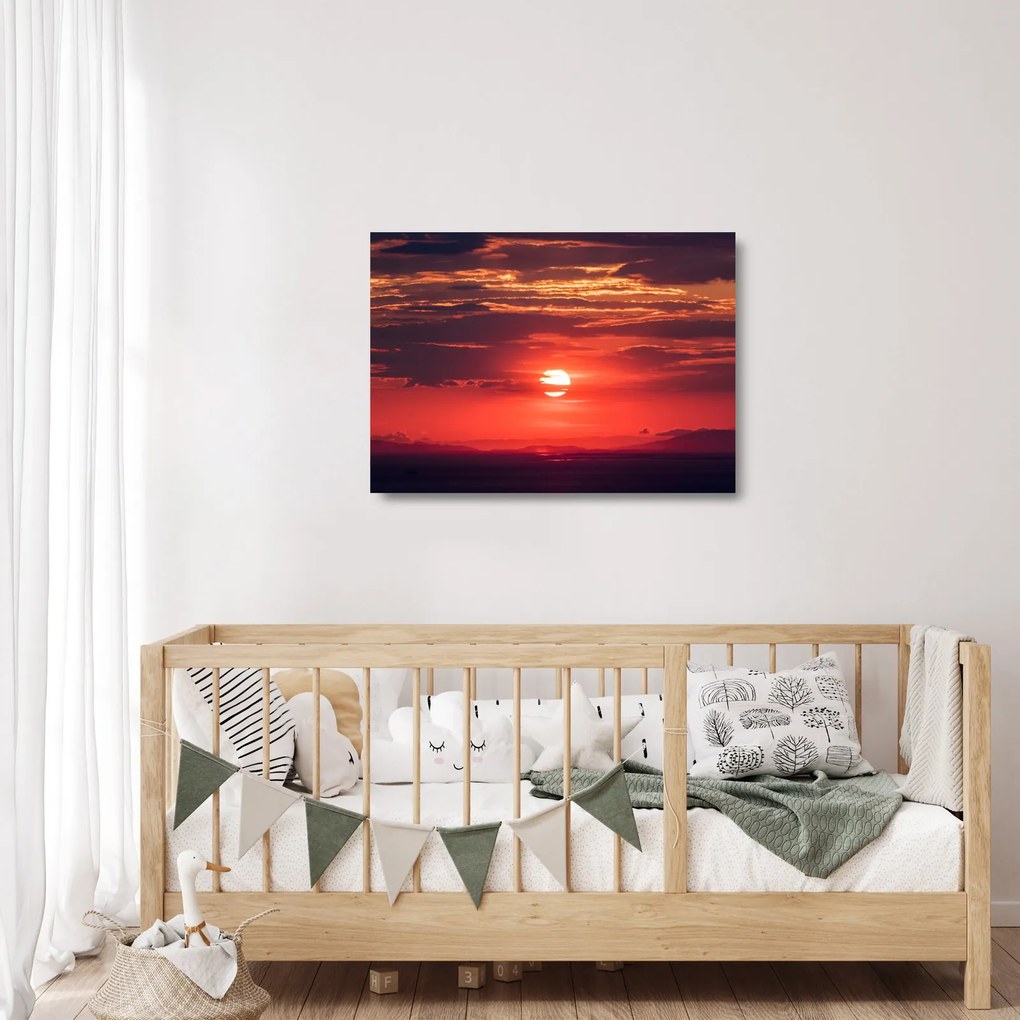 Tablou pe sticlă cu soarele colorat (70x50 cm)