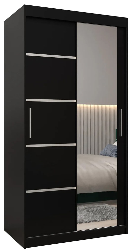 Dulap de haine 100 cm cu oglindă Verika 2 100 (negru). 1063762