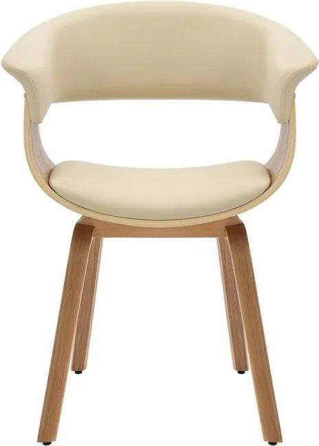 Scaun retro imitatie piele bej crem, lemn furniruit ORGANIC