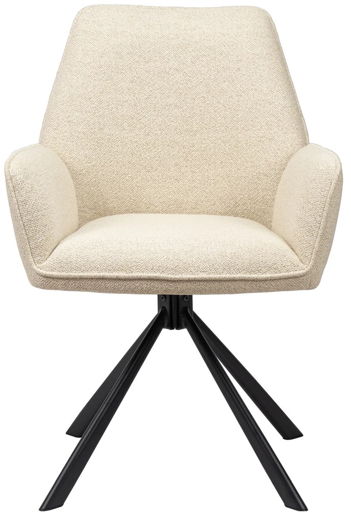 MAZZONI EXPORT YUNI Crem (material Monza 90) - SCAUN MODERN PIVOTANT TAPIȚAT BOUCLÉ PENTRU SALON/SUFRAGERIE/BIROU LOFT