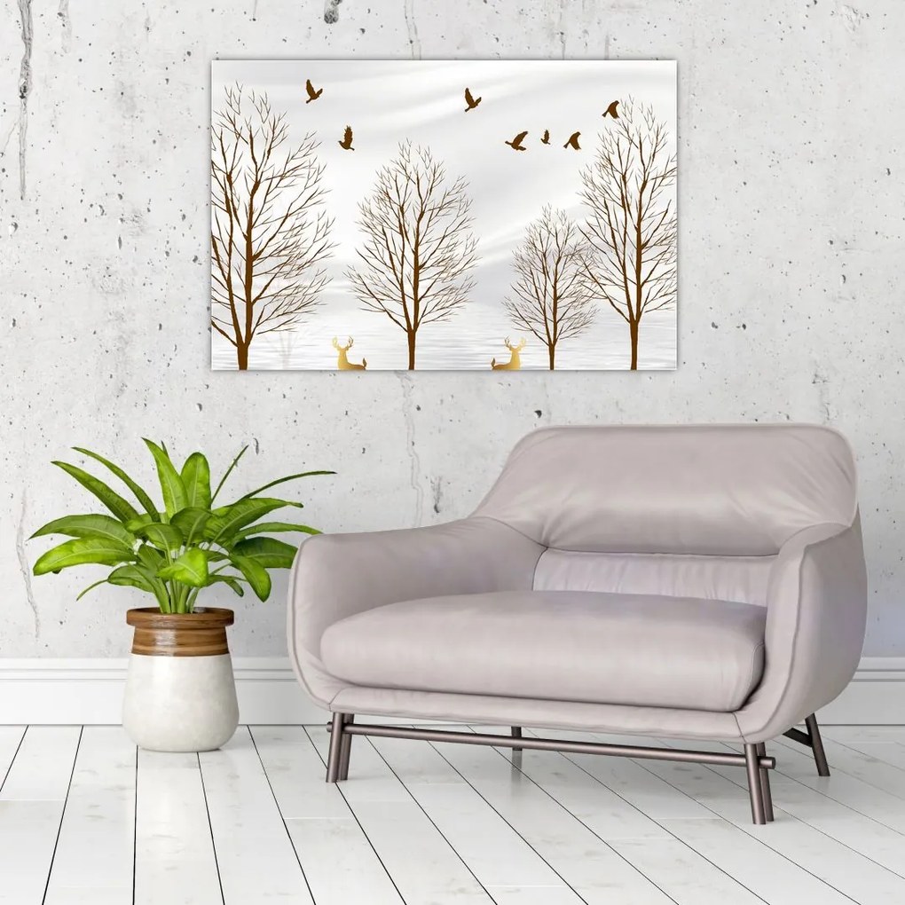 Tablou - Cerb lângă râu (90x60 cm)