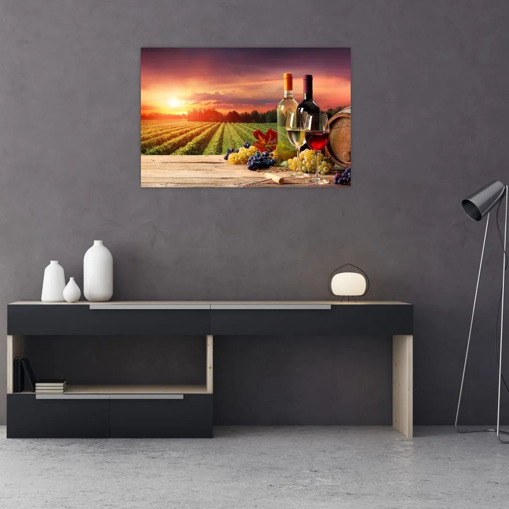 Tablou cu vie și vin (90x60 cm)