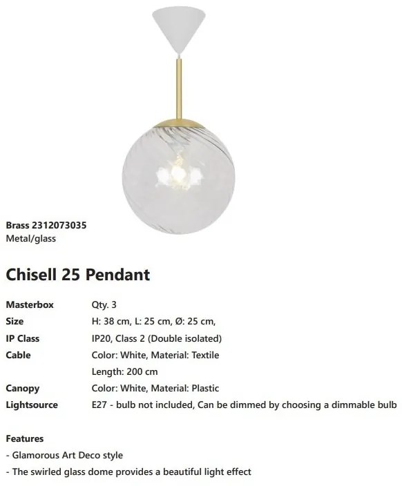 Lustra, Pendul design Art Deco Chisell 25 Brass