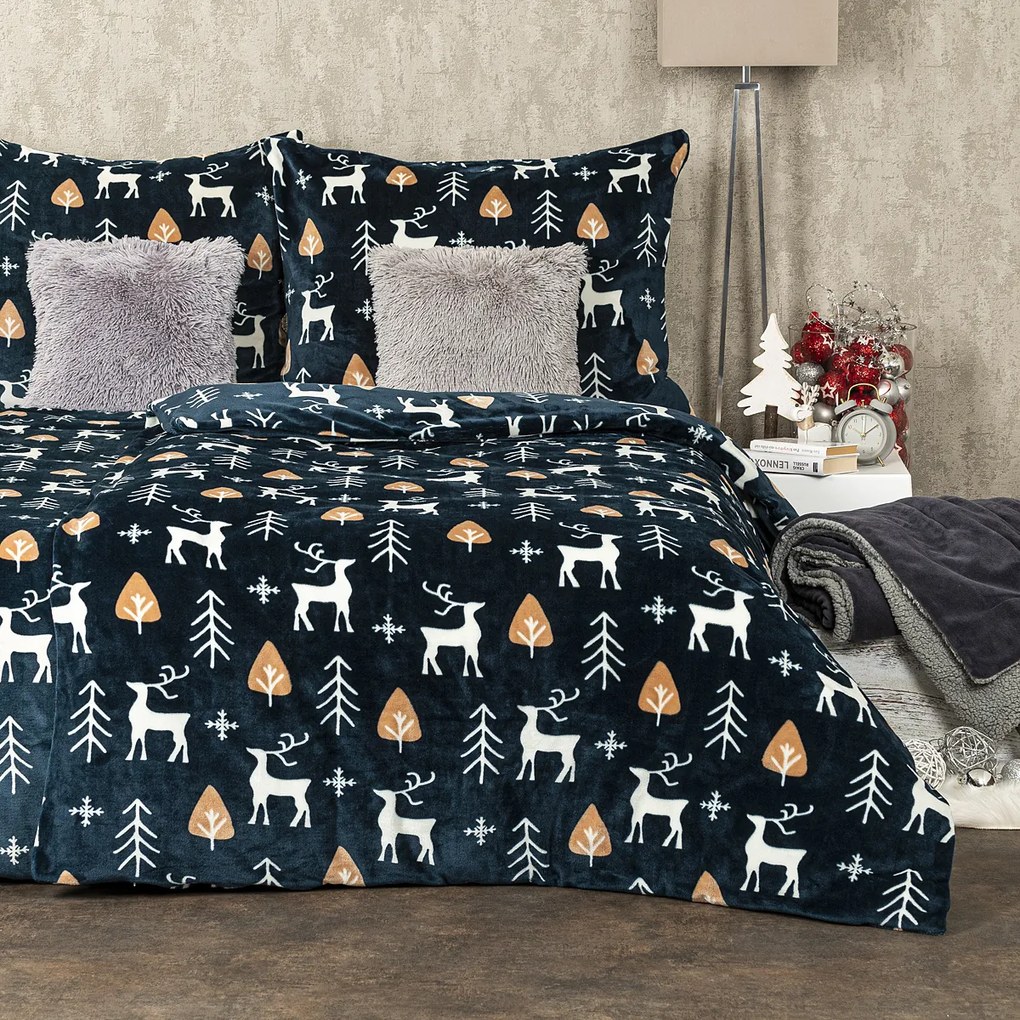 Lenjerie pat 1 pers. 4Home Nordic Deer microflanel, 140 x 220 cm, 70 x 90 cm