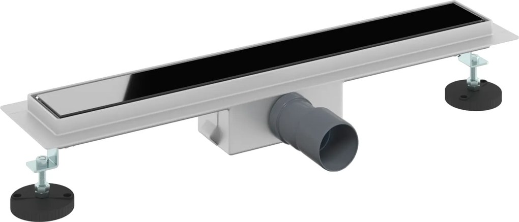 vidaXL Drenaj pentru duș cu capac din sticlă Negru 50 cm