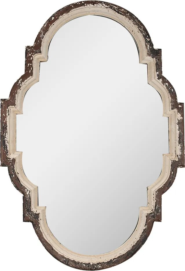 Oglinda de perete, maro, din lemn, aspect vintage, 63x4x91 cm