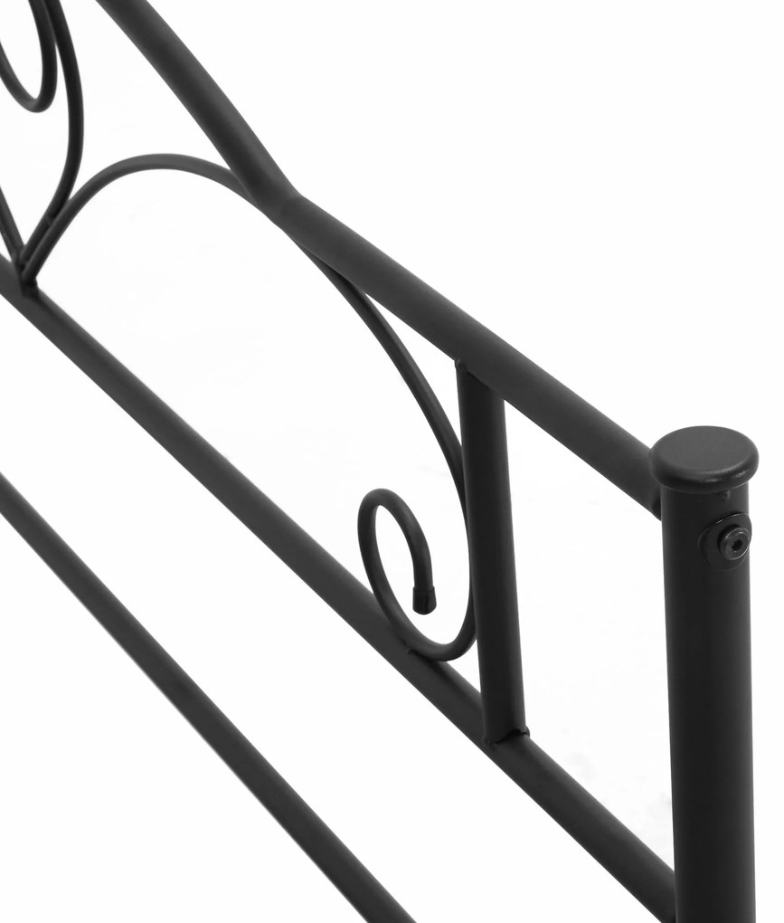 HOMCOM Cadru Pat de o Persoana, mai mare din Otel 140x200cm, Sipci Integrate si Tablie cap, Spatiu Inferior pentru Cutii, Negru | Aosom Romania