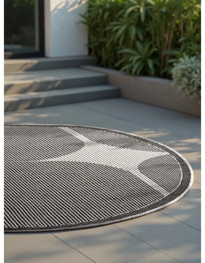 Covor pentru exterior și interior alb-negru rotund ø 160 cm Duet Bowen – NORTHRUGS
