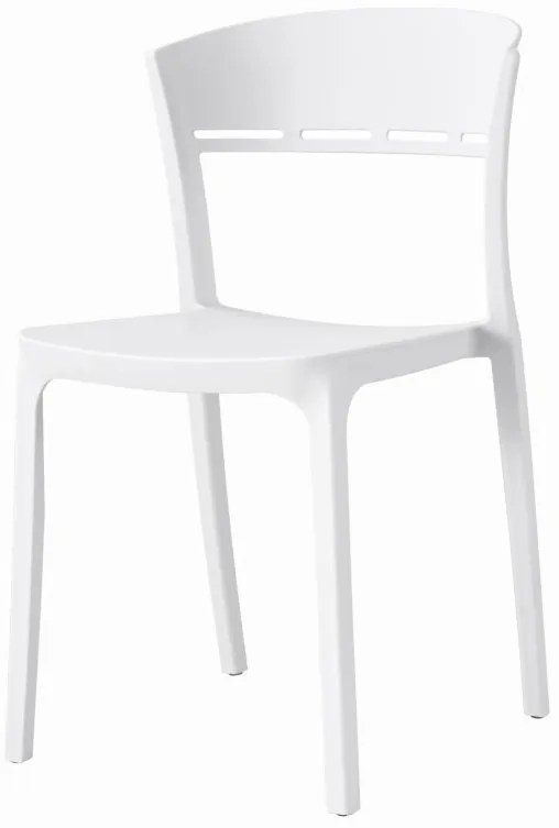 Set de sufragerie 1+4, masa alba BERGEN 120x80cm si scaun alb din plastic COCO