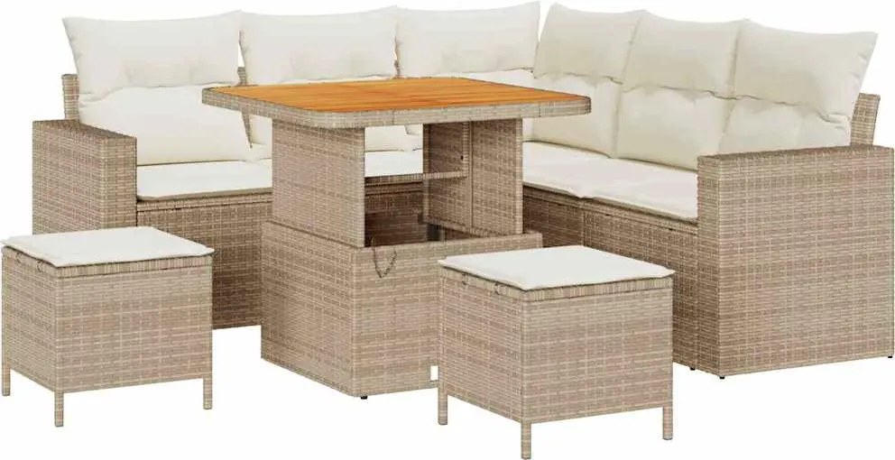 vidaXL Set de canapele pentru grădină 9 pcs Bej și crem poliratan