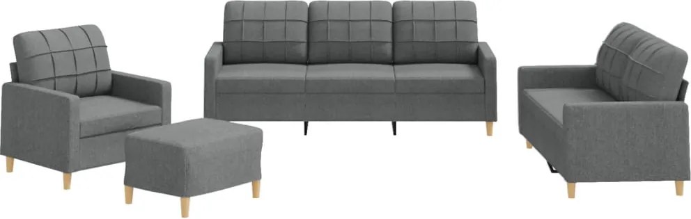 vidaXL Set de canapele cu perne, 4 piese, gri închis, textil