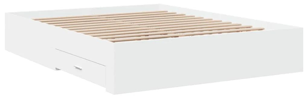 3280370 vidaXL Cadru de pat cu sertare, alb, 160x200 cm, lemn prelucrat