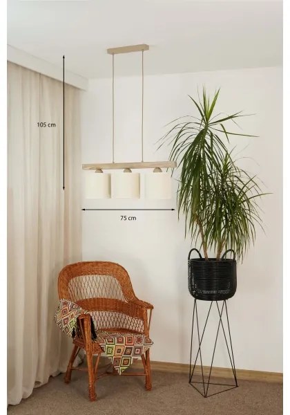 Lustră pe cablu Brilagi FOREST 3xE27/15W/230V pin/maro/crem