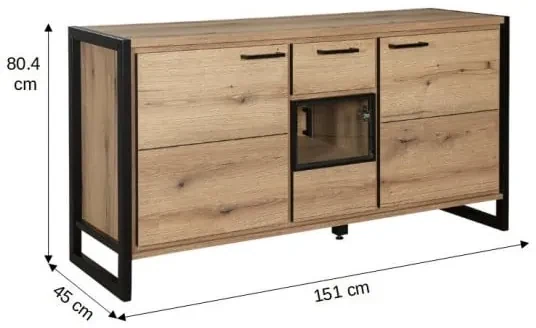 Bufet Soho Nordian Oak 3 Usi Si 1 Sertar 151 Cm