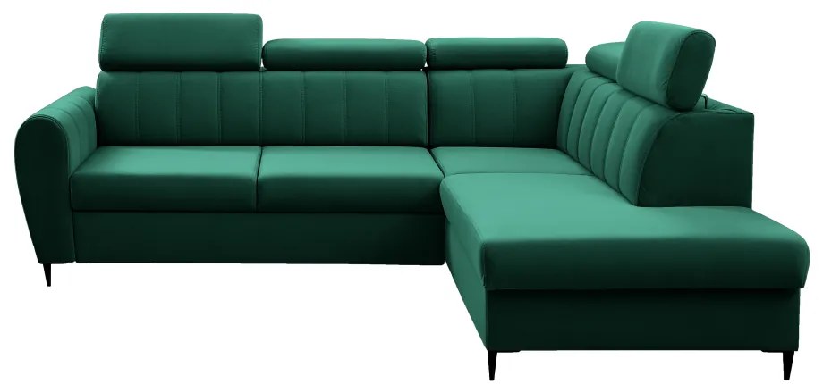 Coltar KORIO L extensibil smarald dreapta, 262x200x91/103 cm