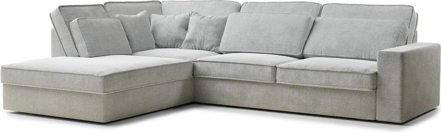 Colțar gri deschis cu tapițerie din chenille (cu colț pe partea stângă/în formă de ”L”) Kirou – Maison de Rêve