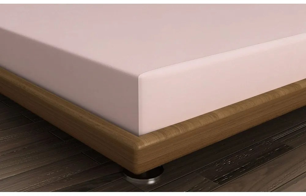 Cearceaf roz din bumbac cu elastic 140x200 cm – Mijolnir