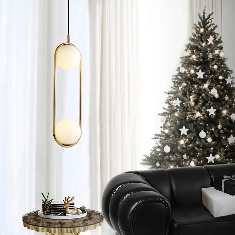 Pendulă Modernă de Lux, Design Dual, Sfere Albe în Structură Metalică ...