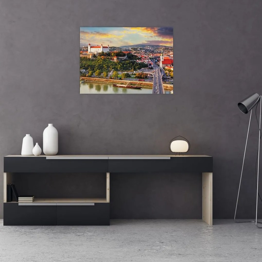 Tablou pe sticlă - Panorama bratislavei, Slovacia (70x50 cm)