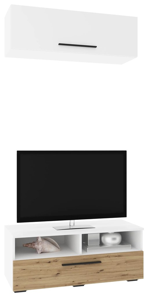 Living Kos V11, Alb/Stejar Artisan, L 95 cm