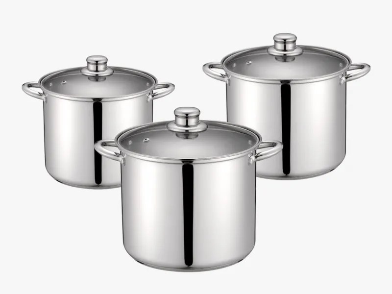 Set 3 oale inox Peterhof, fund 3 straturi, capace sticla, 7, 9,11 Litri