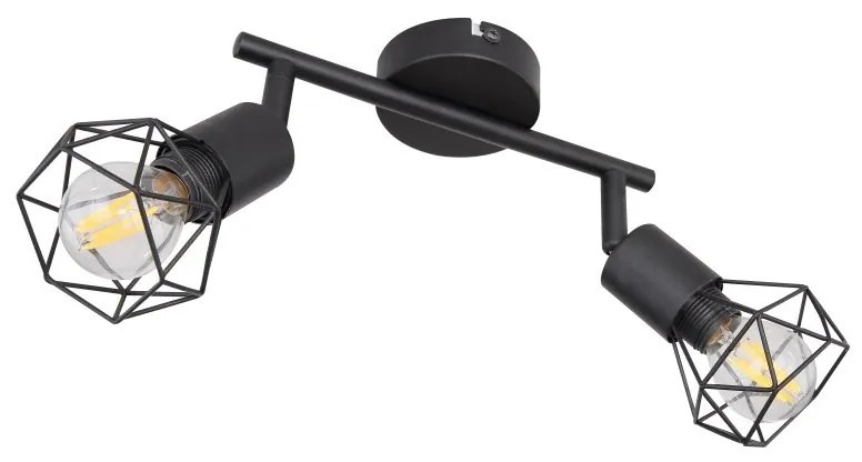 Aplica de perete / tavan cu 2 spoturi design industrial XARA I negru