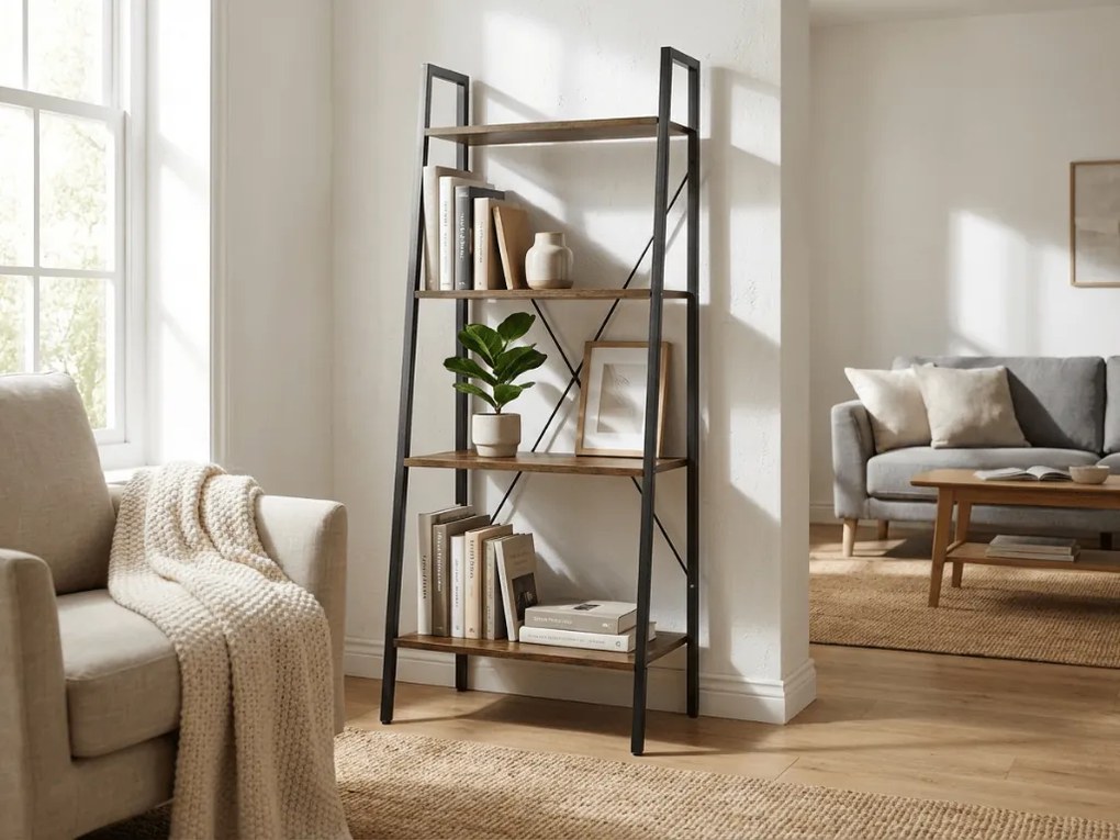 Biblioteca TAYLOR 4 rafturi 147x60 cm, rustic maro