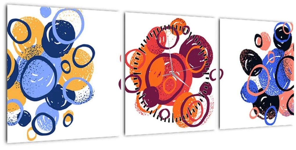 Tabloul cercuri colorate (cu ceas) (90x30 cm)