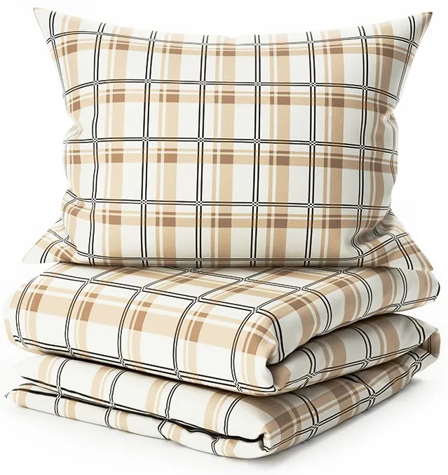 Lenjerie de pat din micropile PLAID crem Dimensiune lenjerie de pat: 2 buc 70 x 90 cm | 200 x 220 cm